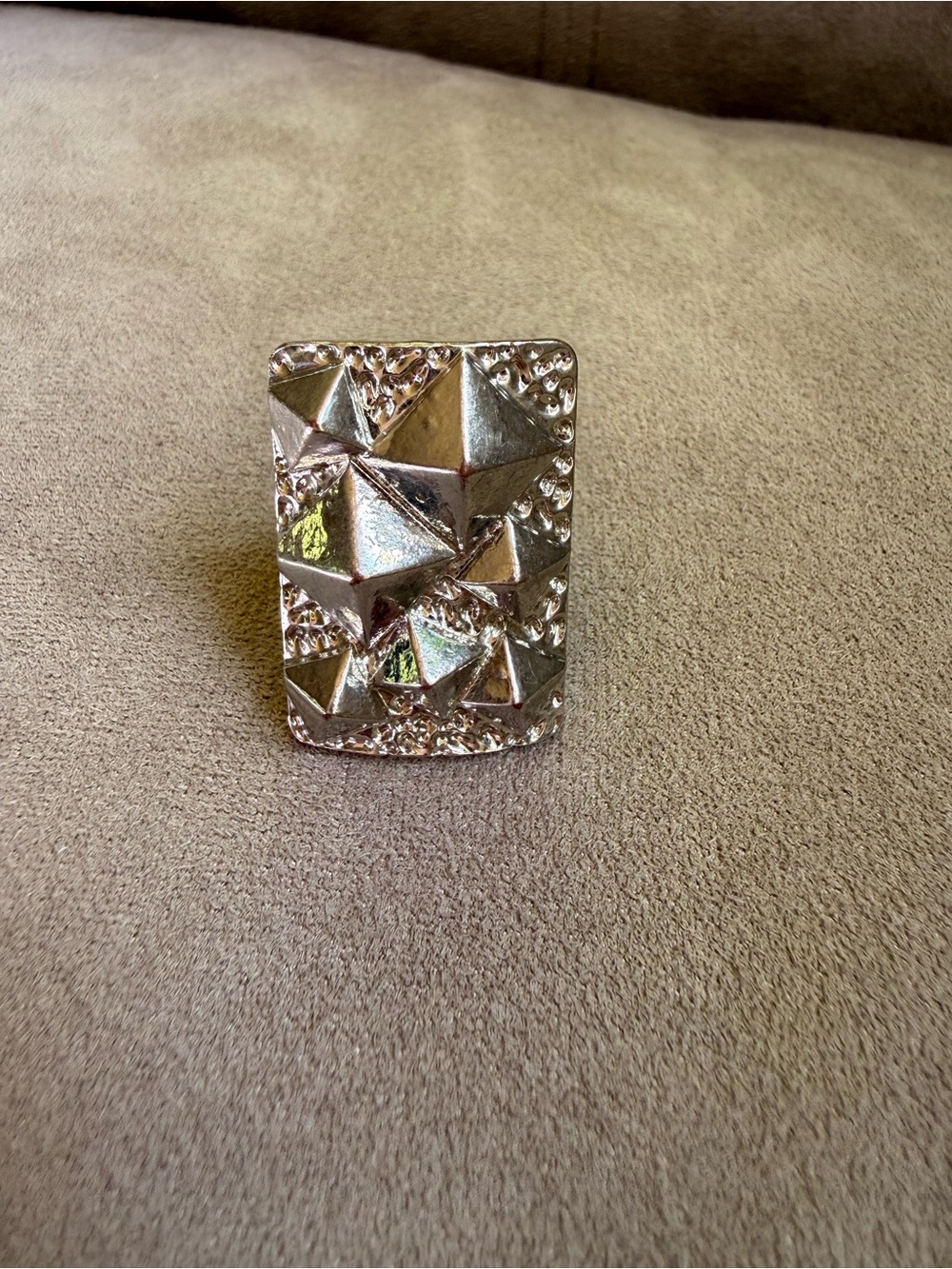 Vintage Y2K Silver Pyramid Stud Rectangular Ring